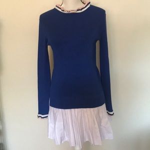 English Factory dress S nautical knit blue/white